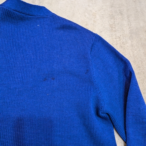 VTG 50s Nelson Knitting Mills Letterman Sweatshirt Blue Flaws Adult - Picture 8 of 11